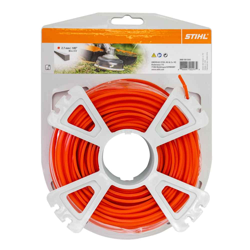 Stihl 9302643 quadr. Ø 2,7 mm x 65 m Mähfaden, orange Stihl 9302643 quadr. Ø 2,7 mm x 65 m Mähfaden, orange